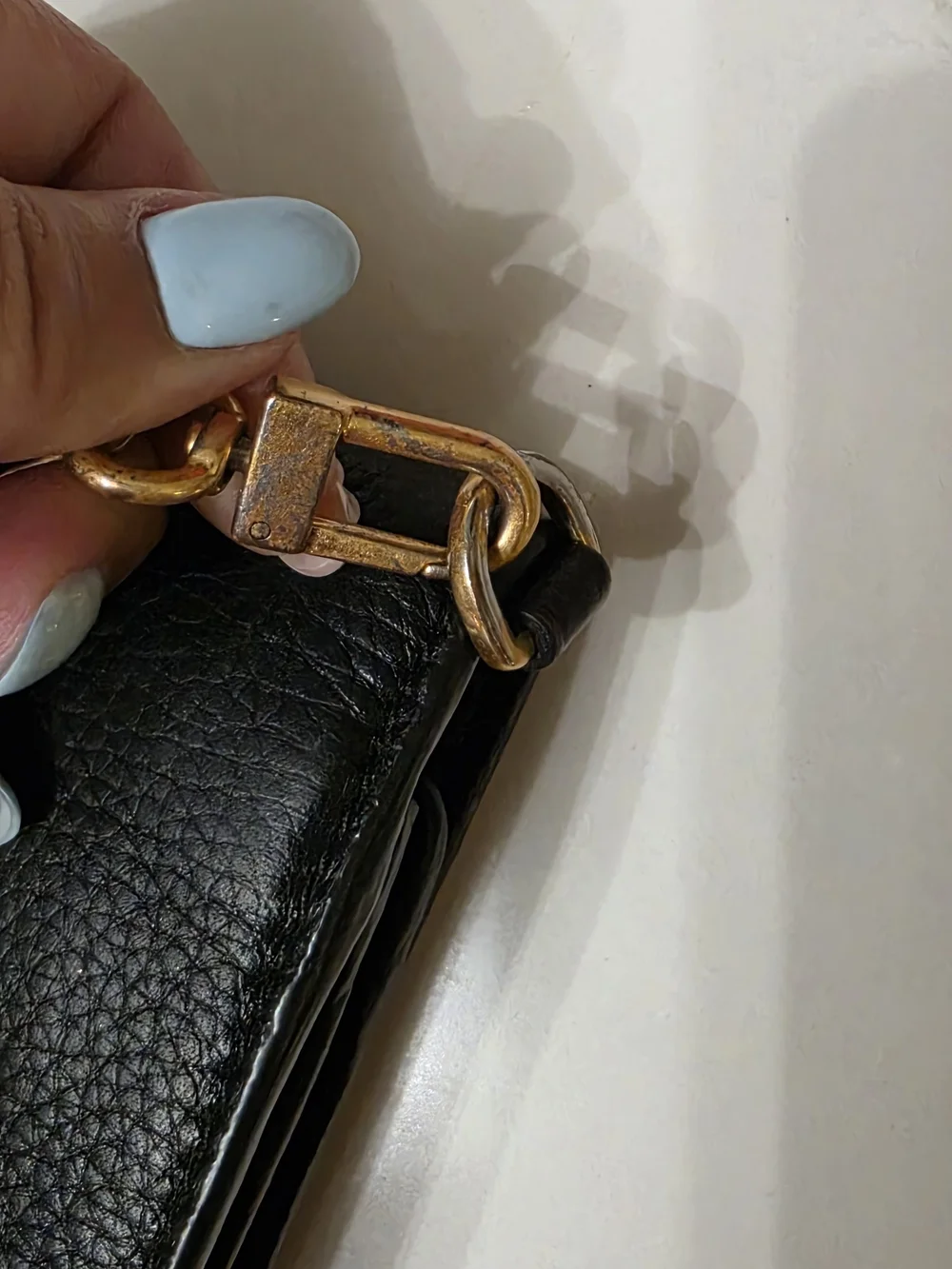 Tory Burch Black Leather Crossbody with Gold Logo Chain